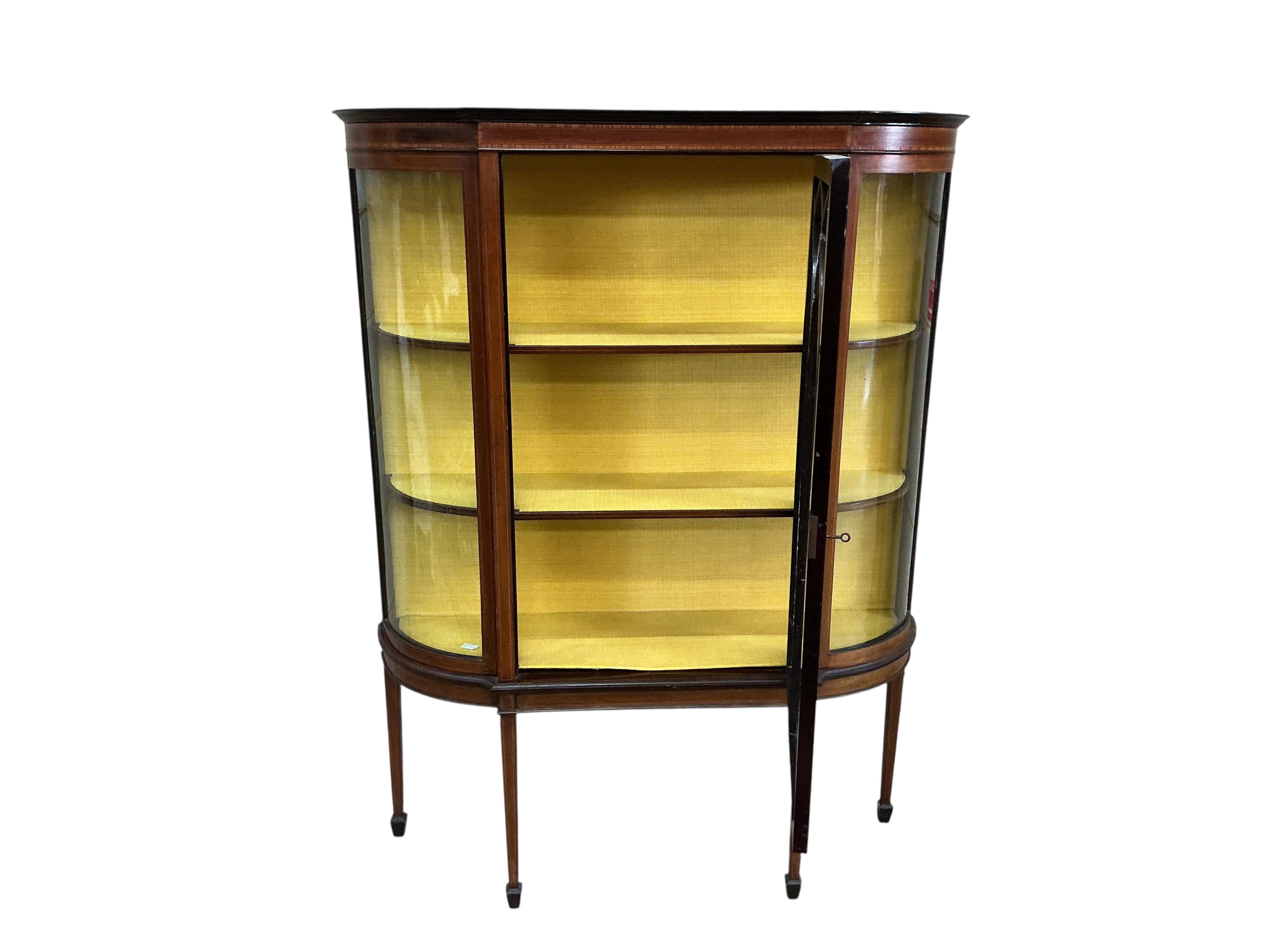 An Edwardian mahogany display cabinet, width 122cm, depth 35cm, height 160cm